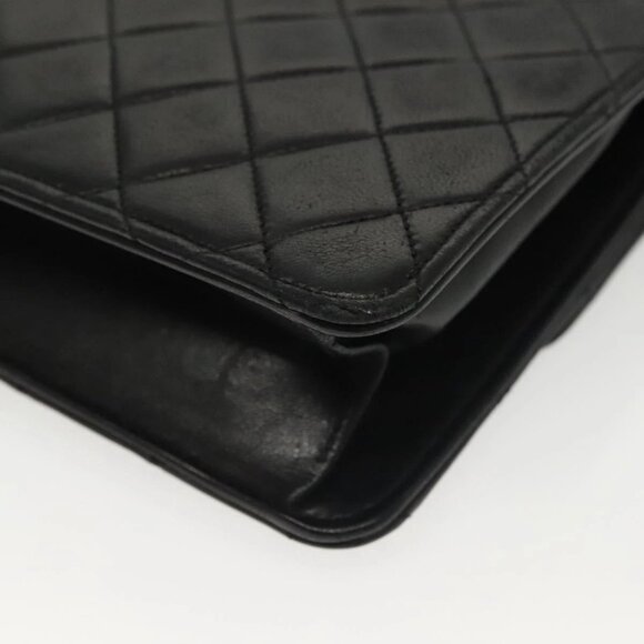 CHANEL Matelasse Chain Shoulder Bag Lamb Skin Black Gold CC Auth fm4823 - Picture 3 of 16